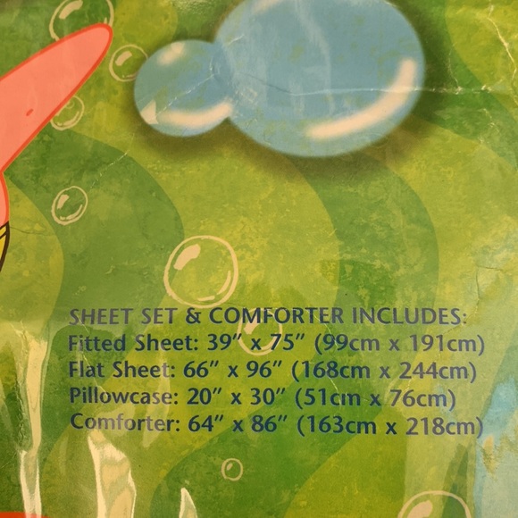 SpongeBob SquarePants Sheet & Comforter Set Twin Nickelodeon Sponge Bob 2002 New - Picture 4 of 10